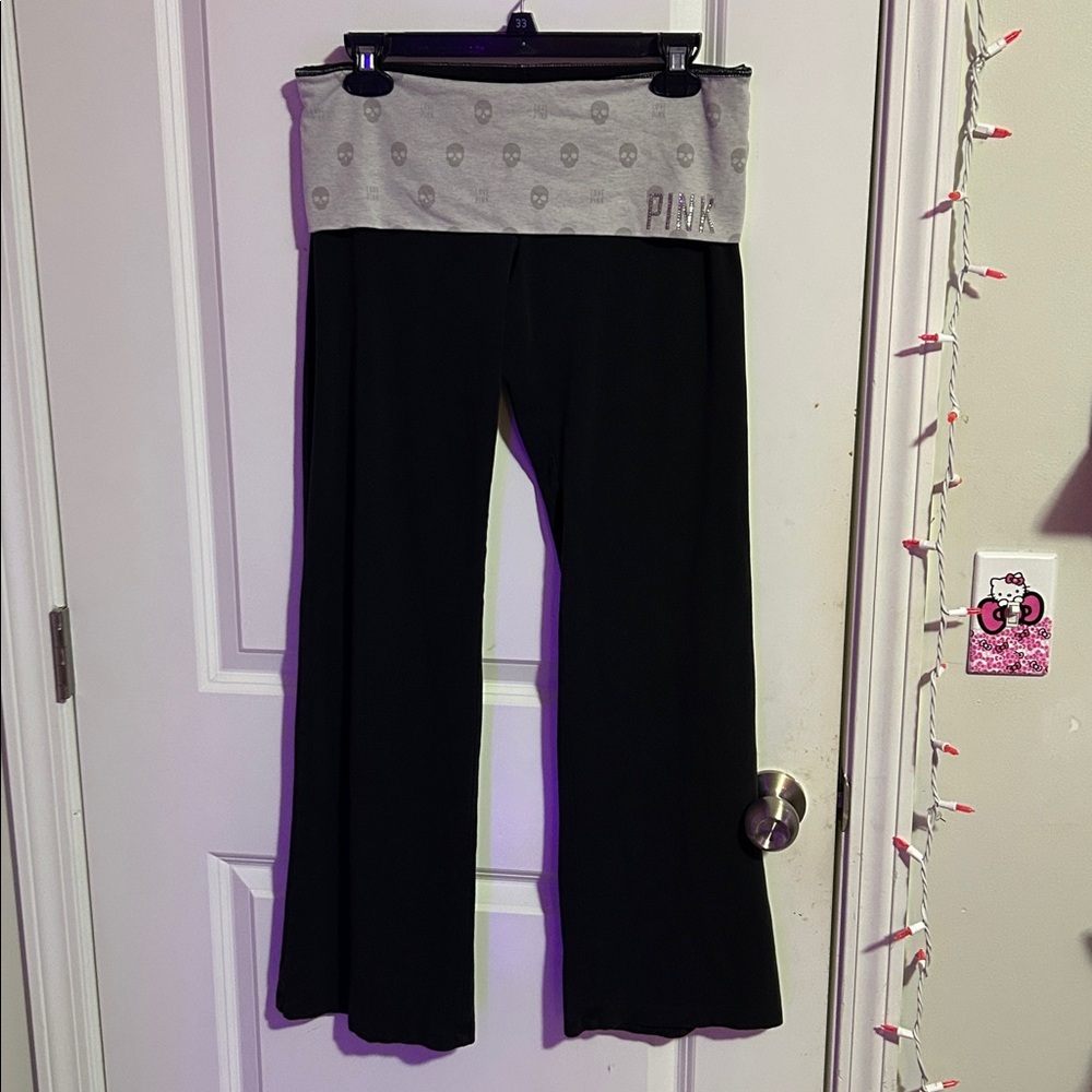 💀PINK vs fold over flare yoga pants🕸️